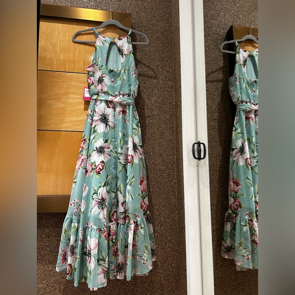 Vince Camuto Floral High Low Maxi Dress Pleated Ruffle Size 8 NWT - Picture 3 of 7